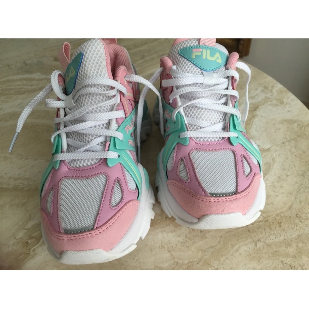 Fila Women's Electrove 2 pink white teal blue sneakers shoes - Picture 4 of 11